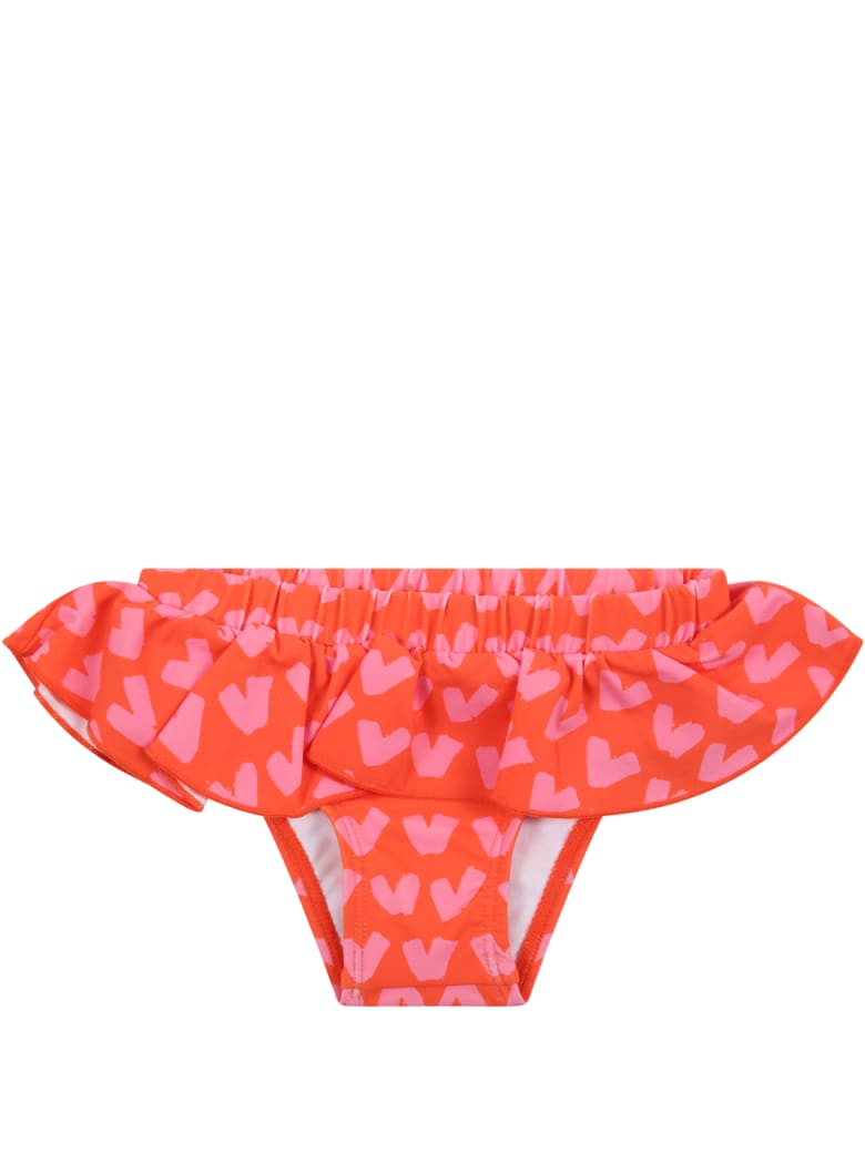 Stella McCartney Kids Red Swim Brief For Baby Girl With Hearts - Red