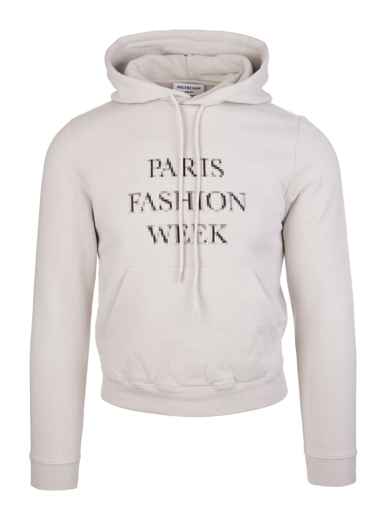 Balenciaga Unisex Grey Fashion Week Shrunk Hoodie - Cement grey/black