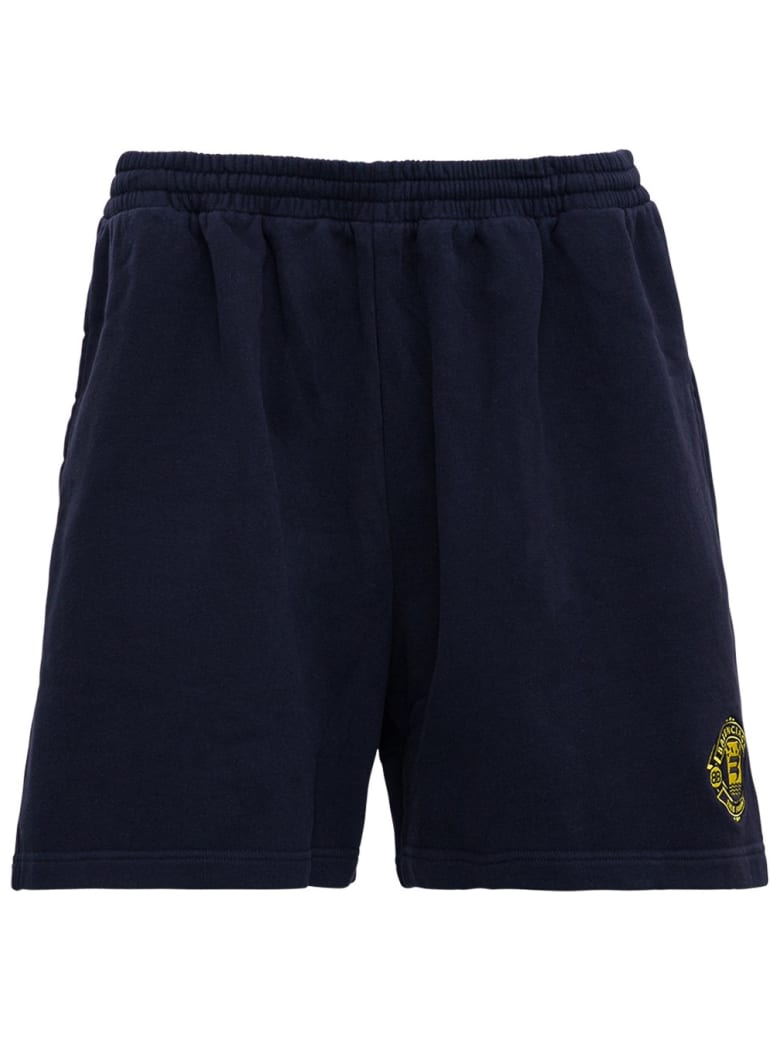 Balenciaga Blue Cotton Bermuda Shorts With Logo - Blu