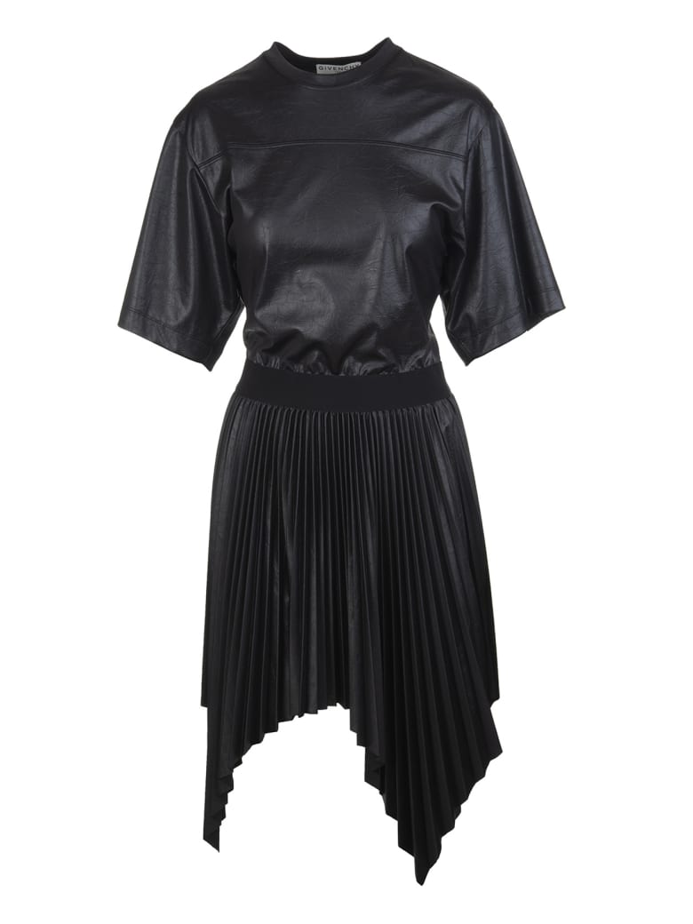 Givenchy Black Givenchy Lacquered Pleated Short Dress