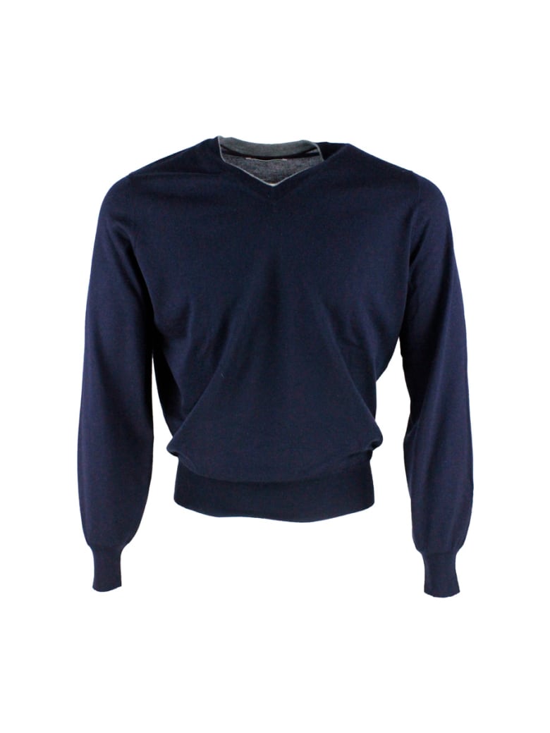 Brunello Cucinelli V-neck Sweater - Blu