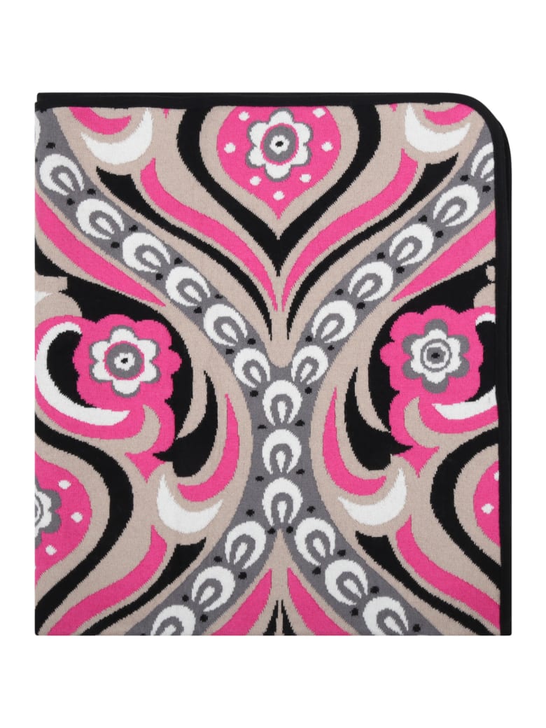 Emilio Pucci Multicolor Blanket For Baby Girl - Fuchsia