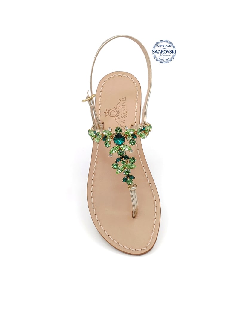 Dea Sandals Scopolo Jewel Thong Sandals - gold, green