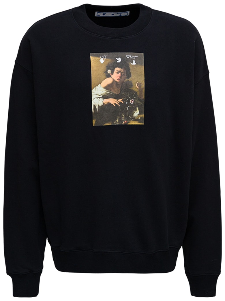 Off-White Black Cotton Sweatshirt With Caravaggio Print - Black