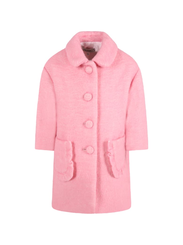 Simonetta Pink Coat For Girl - Pink