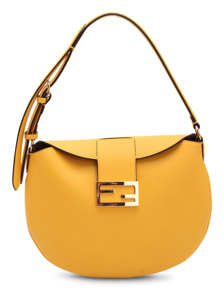 Fendi 'croissant Small' Leather Shoulder Bag - Yellow