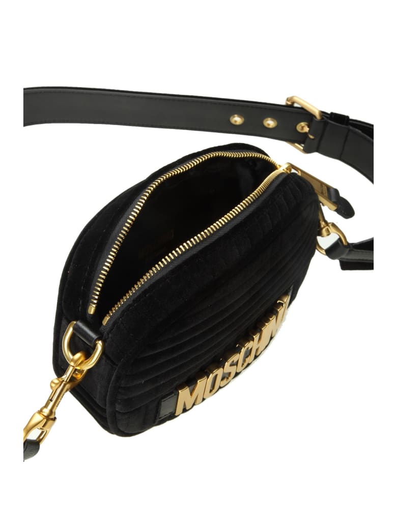 Moschino Velvet Shoulder Bag With Black Logo | italist