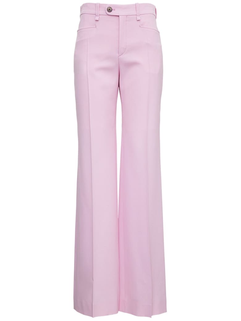 Chloé Flared Grain De Poudre Pink Pants - Pink