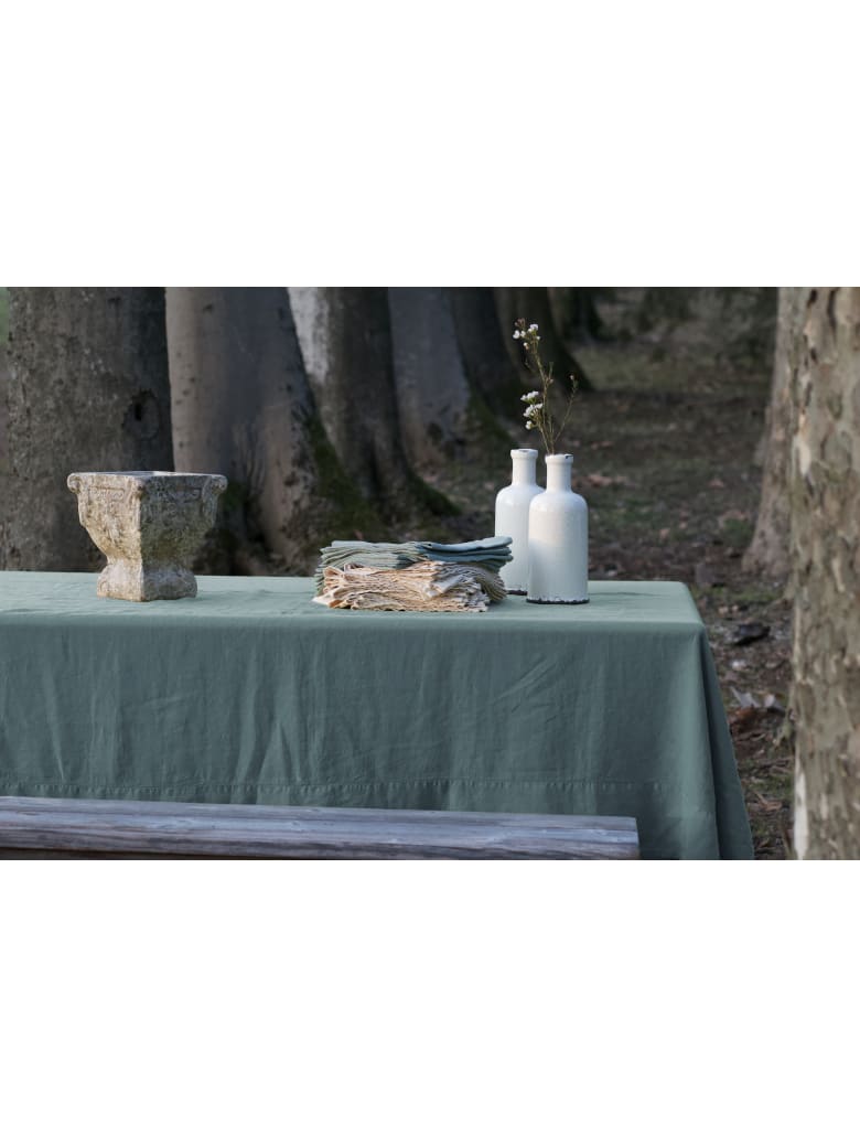 Once Milano Line Tablecloth With Large Border - Sage
