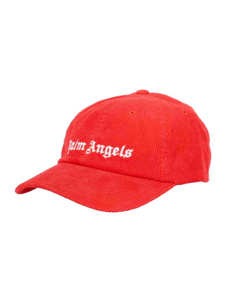 Palm Angels Corduroy Embroidered Logo Cap - Rosso