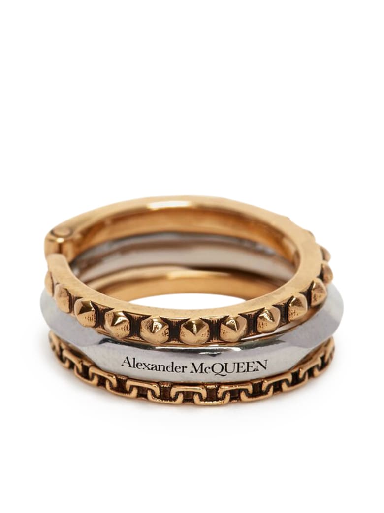 Alexander McQueen Linked Rings - Antique Gold Silver