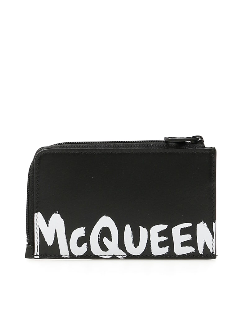 Alexander McQueen Graffiti Logo Pouch - BLACK WHITE (Black)