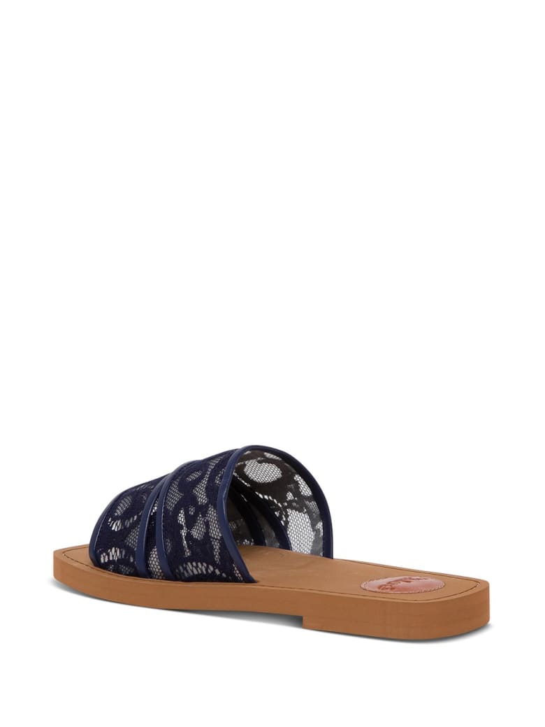 ChloÃ© Woody Sandals In Blue Lace And Leather | italist