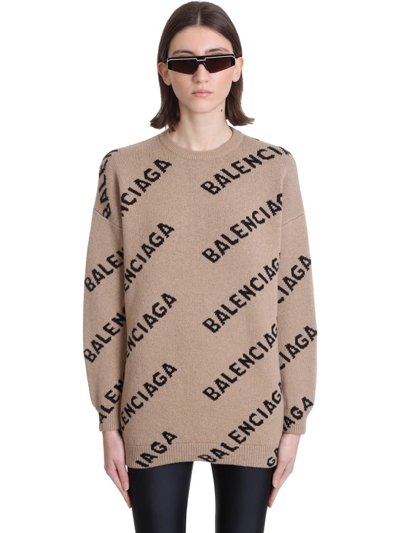 Balenciaga Knitwear In Beige Wool - beige