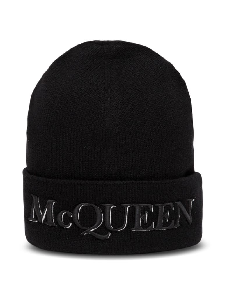 Alexander McQueen Wool And Cashmere Hat With Logo - Black