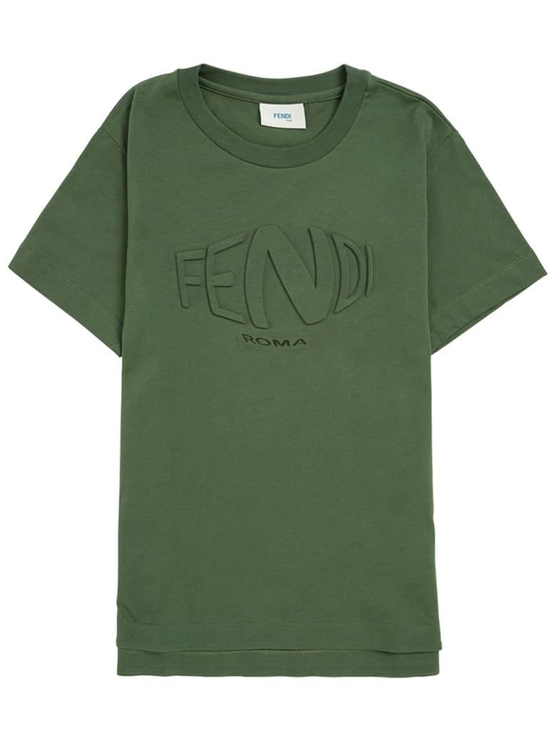 Fendi Green Cotton T-shirt With Logo - Green