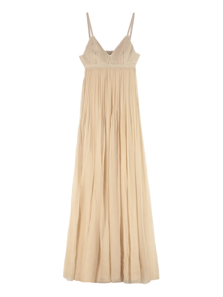 Alberta Ferretti Long Chiffon Dress - Beige