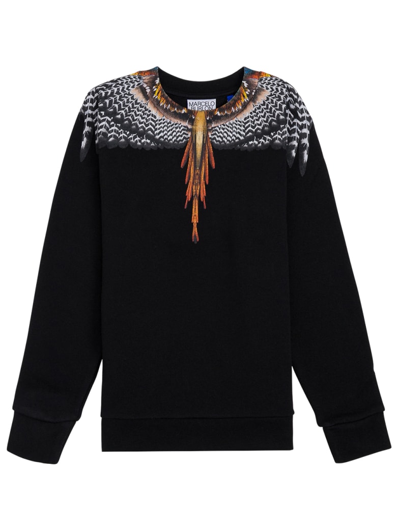 Marcelo Burlon Grizzly Wings Black Cotton Sweatshirt - Black