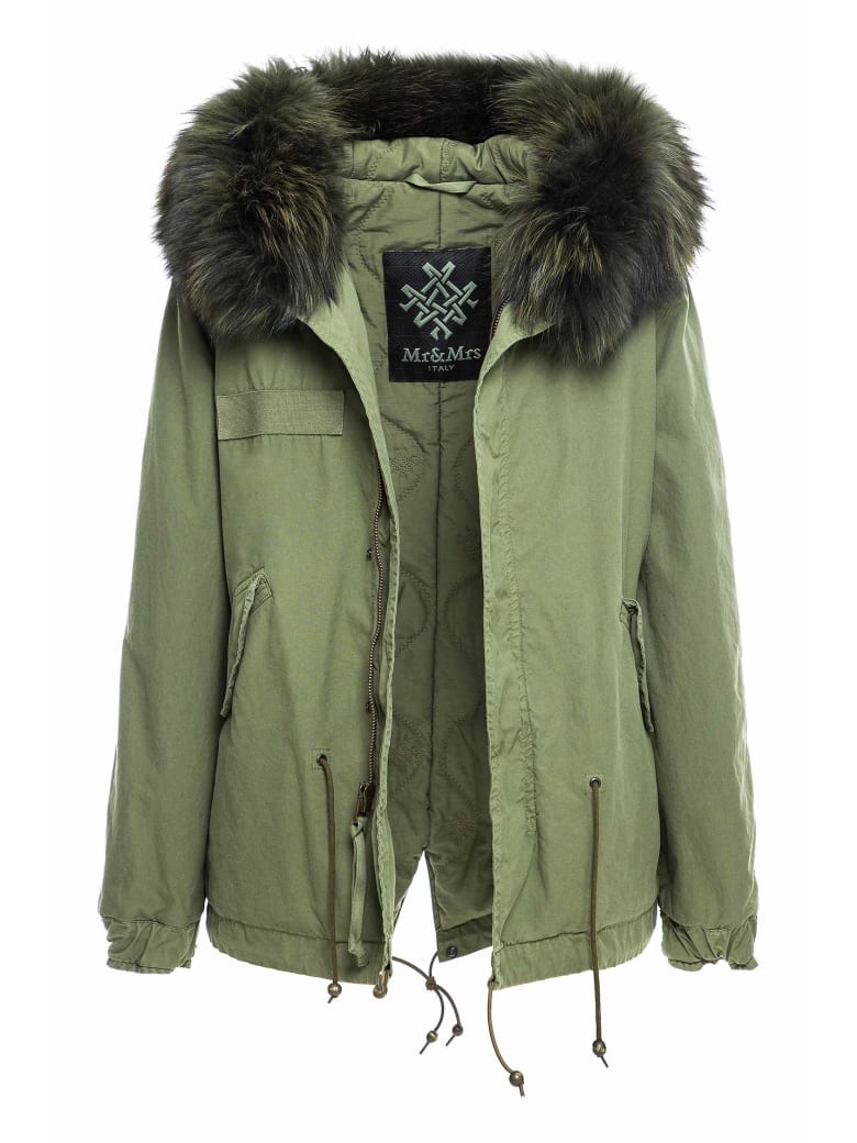 Mr & Mrs Italy Exclusive Fw20 Icon Parka: Army Mini Parka Raccoon Fur - ARMY
