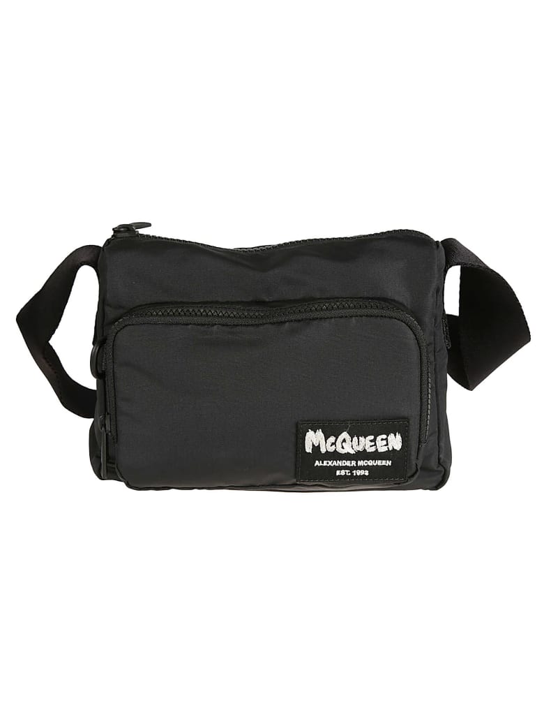 Alexander McQueen Logo Patched Shoulder Bag - Nero