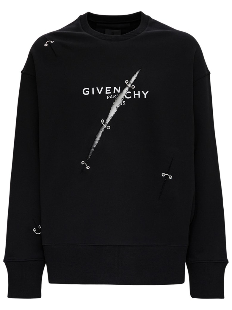 Givenchy Black Oversize Sweatshirt With Logo And Metal Details - Black