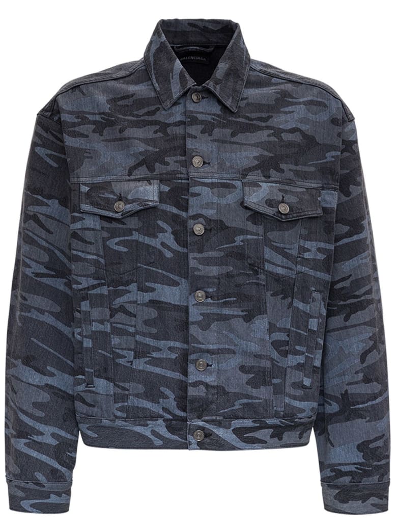 Balenciaga Gray Camouflage Denim Jacket - Grey