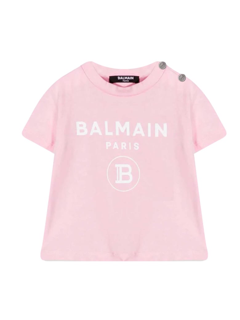 Balmain T-shirt With Print - Rosa/bianco