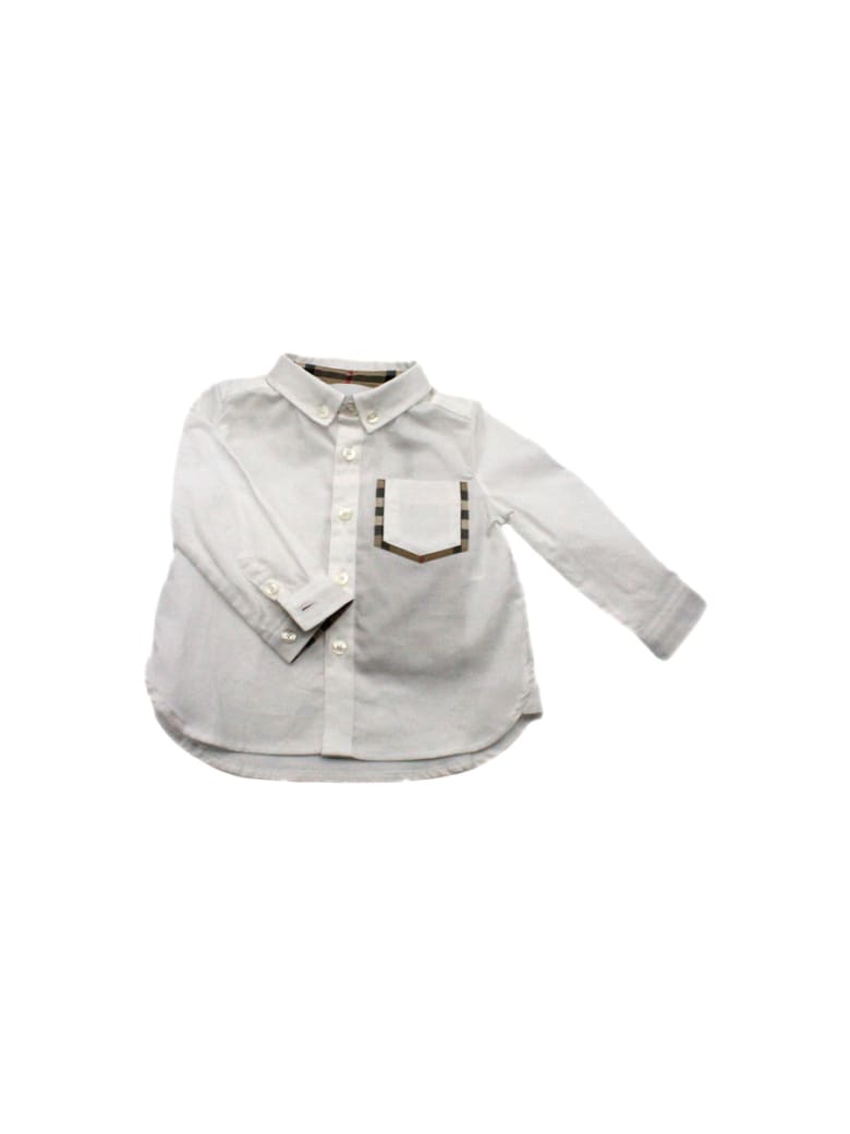 Burberry Shirt With Check Pocket - White