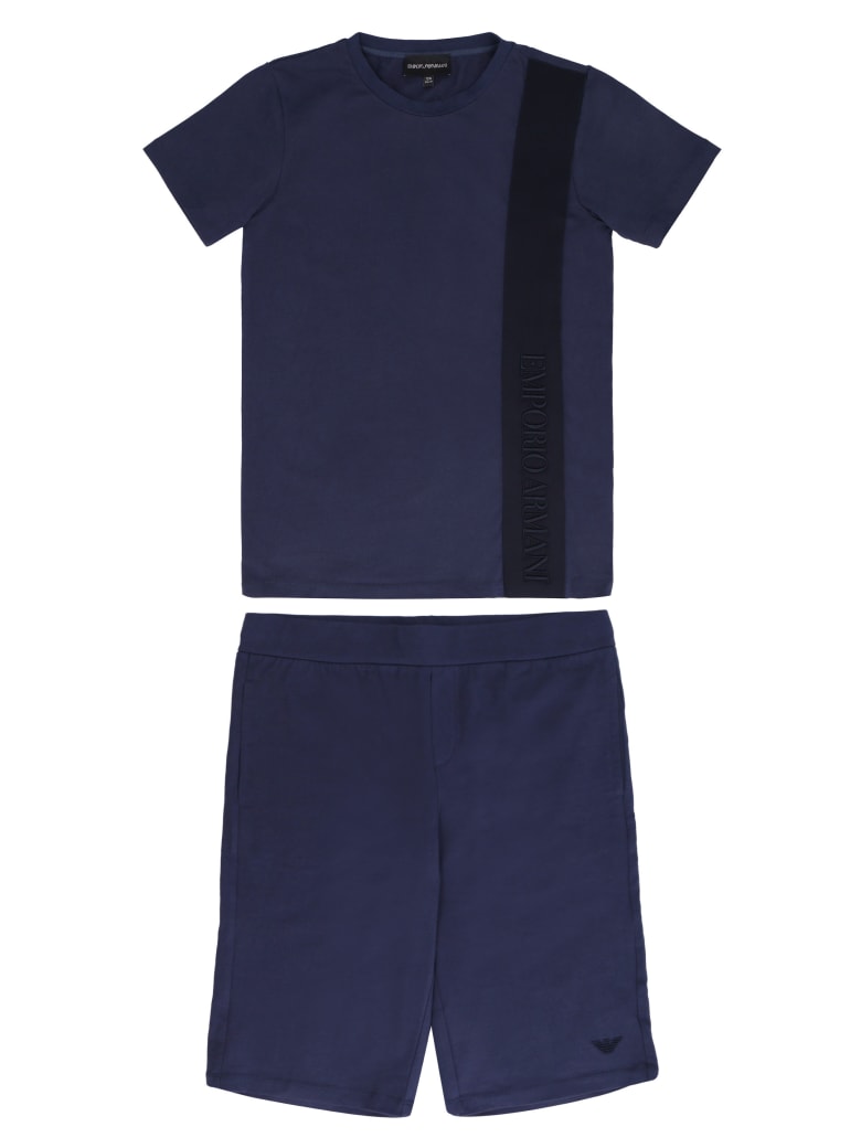 Emporio Armani Stretch Cotton Two Piece Suit - blue