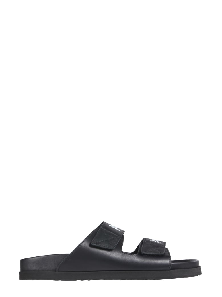 Palm Angels Leather Sandals - Nero e Bianco