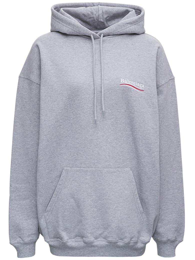 Balenciaga Grey Cotton Hoodie With Logo - Grey