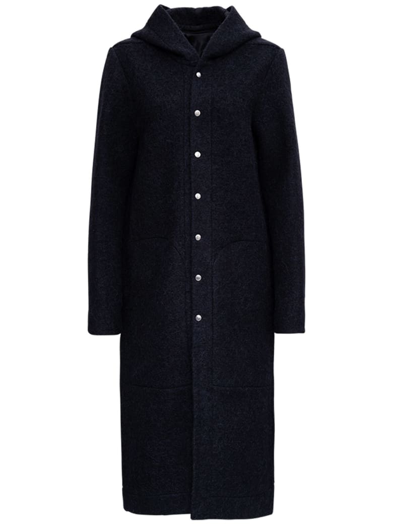 Rick Owens Long Coat In Wool Blend - Black
