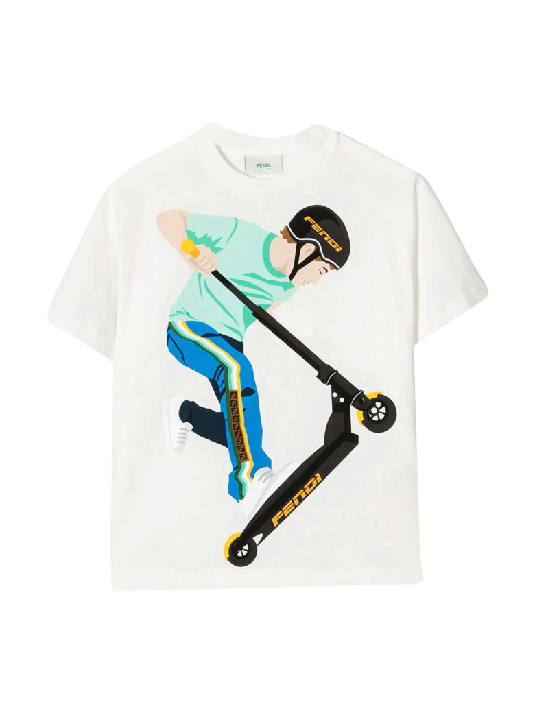 Fendi White T-shirt With Print - Gesso
