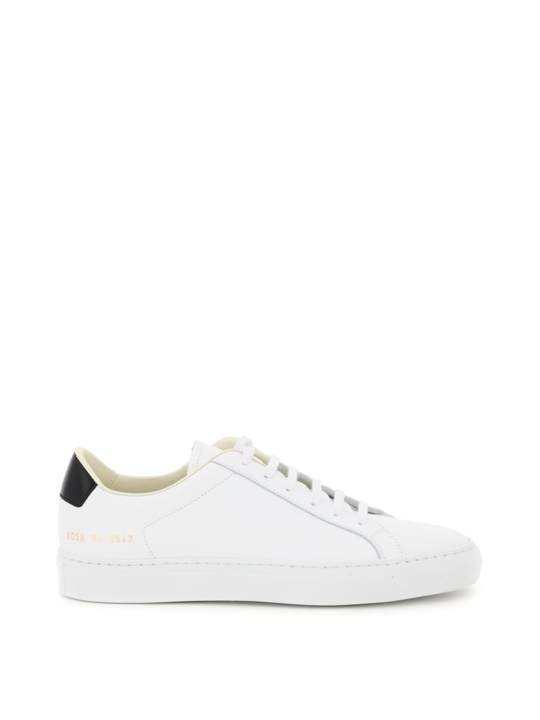 Common Projects Retro Low Leather Sneakers - WHITE BLACK (White)