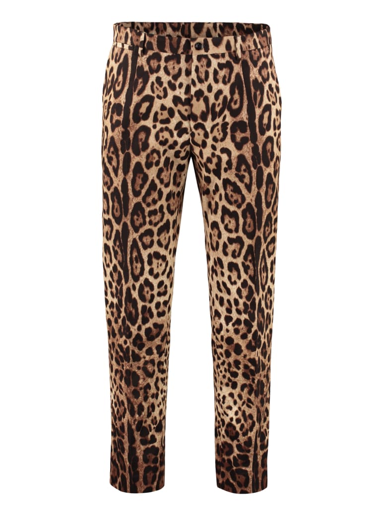 Dolce & Gabbana Printed Cotton Trousers - Animalier