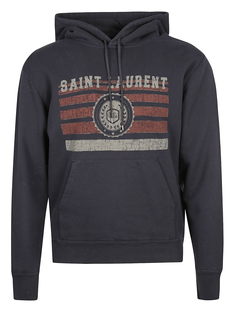 Saint Laurent Logo Hoodie - Brick Grey