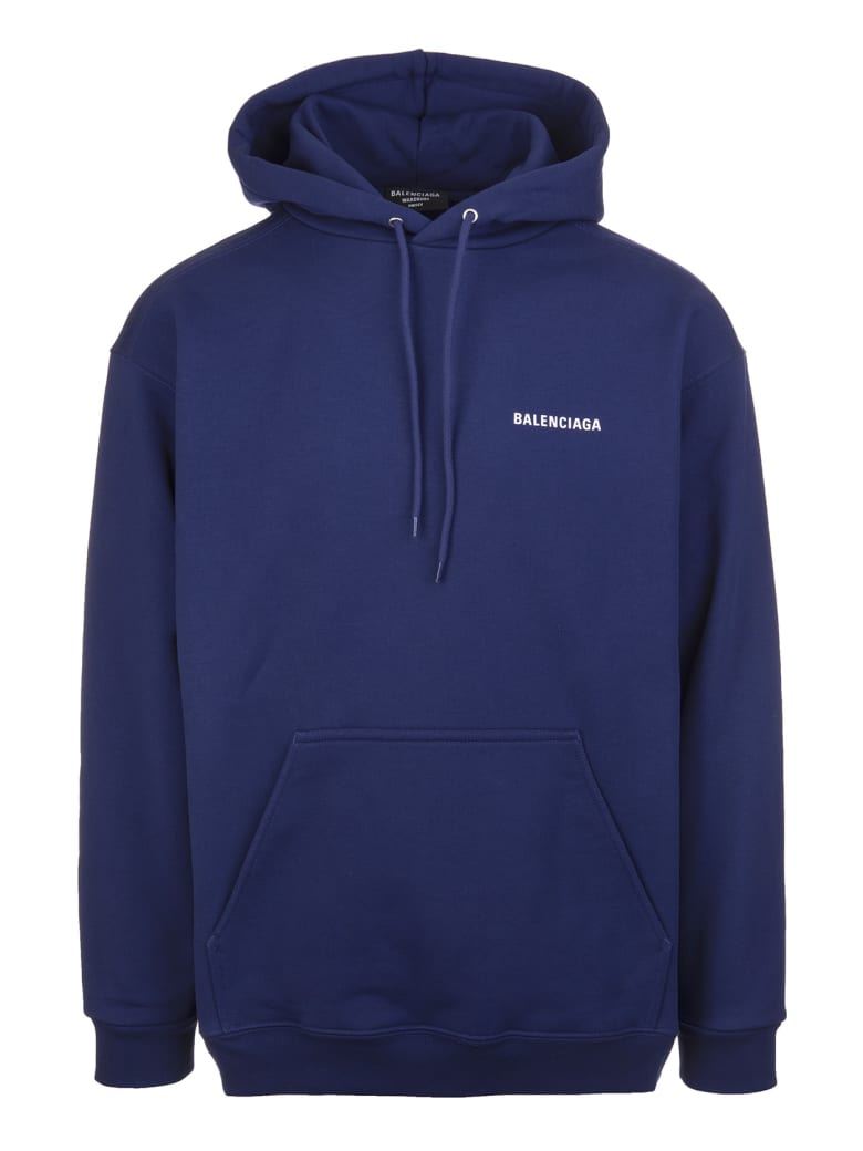 Balenciaga Unisex Dark Blue Balenciaga Wide Line Hoodie - Marine blue/white