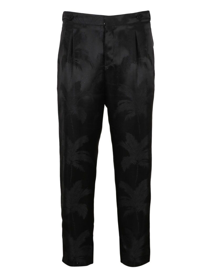 Saint Laurent Satin Pleated Trousers - Black