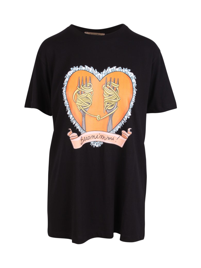 Alessandro Enriquez 'spaghetti Print' Cotton T-shirt - Black