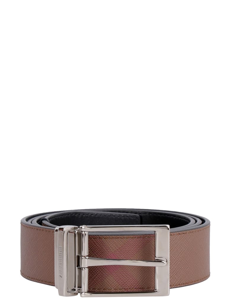 Burberry Leather And Fabric Reversible Belt - brown