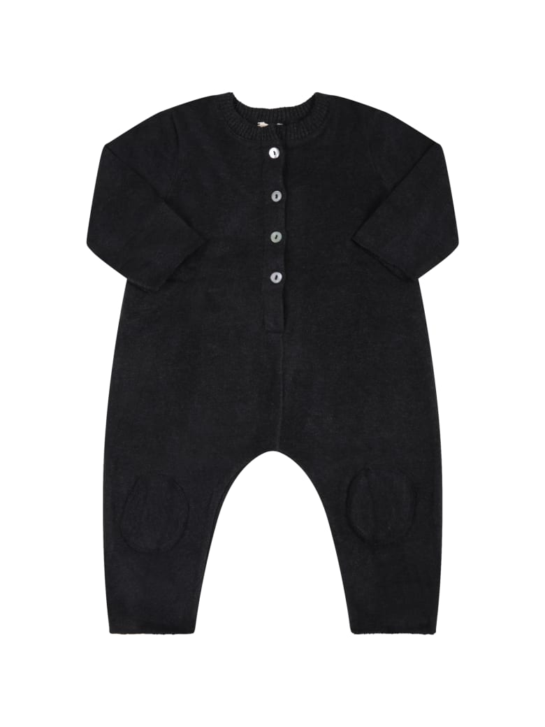 Caffe' d'Orzo Black "delia-baby" Babygrow For Baby Girl With Patch - Grey