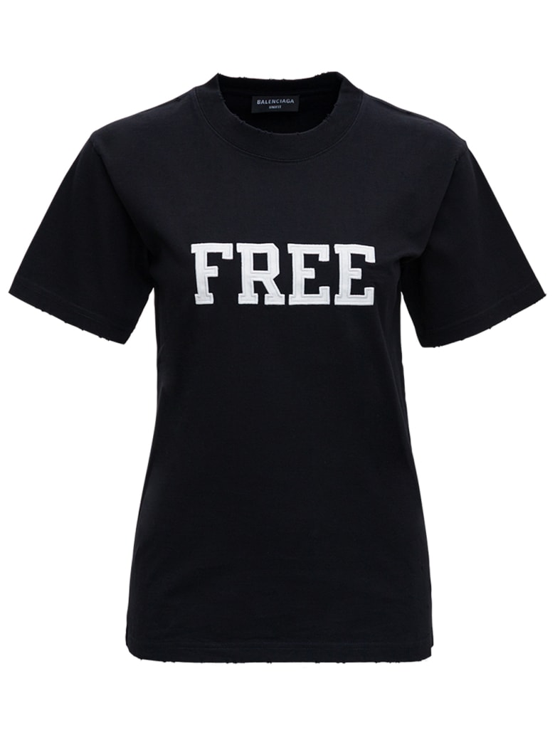 Balenciaga Black Cotton "free" T-shirt - Black