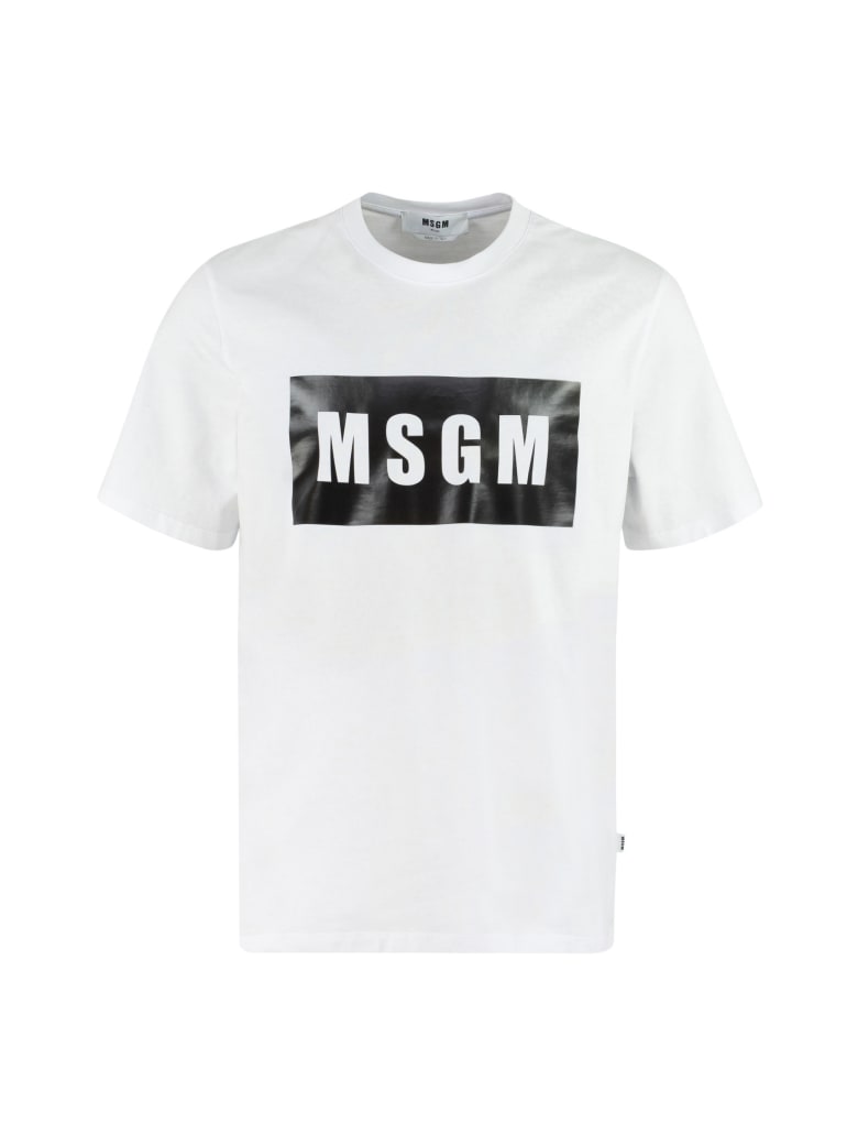 MSGM Logo Print Cotton T-shirt - Bianco