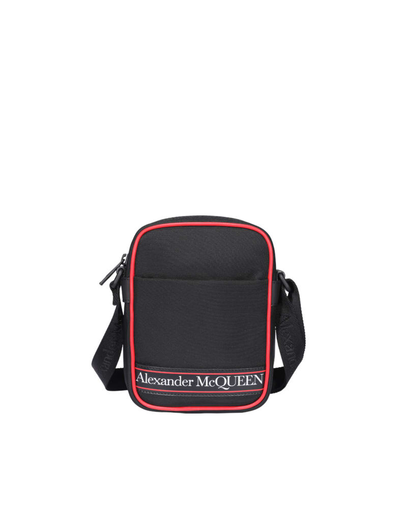 Alexander McQueen Mini Messenger Logo Bag - Black