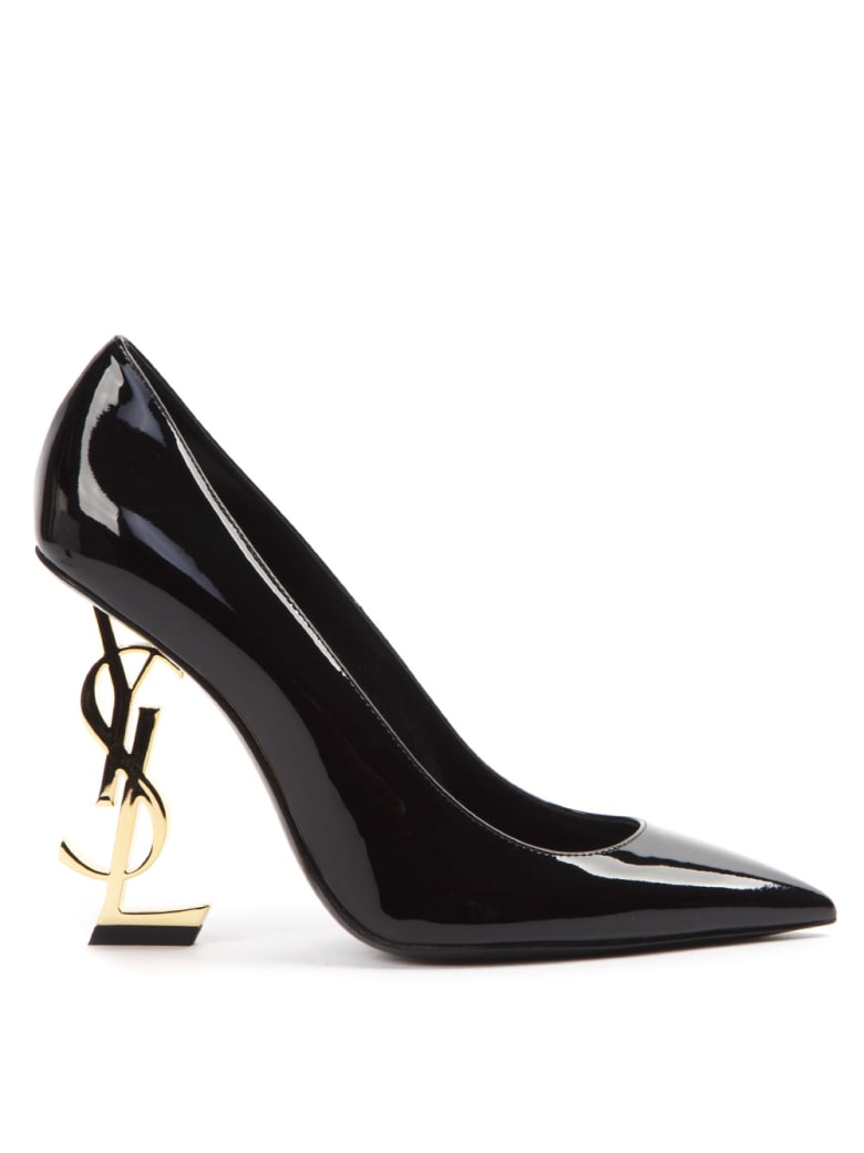 Saint Laurent Opyum Ysl Logo Heel Patent Leather Pumps | italist