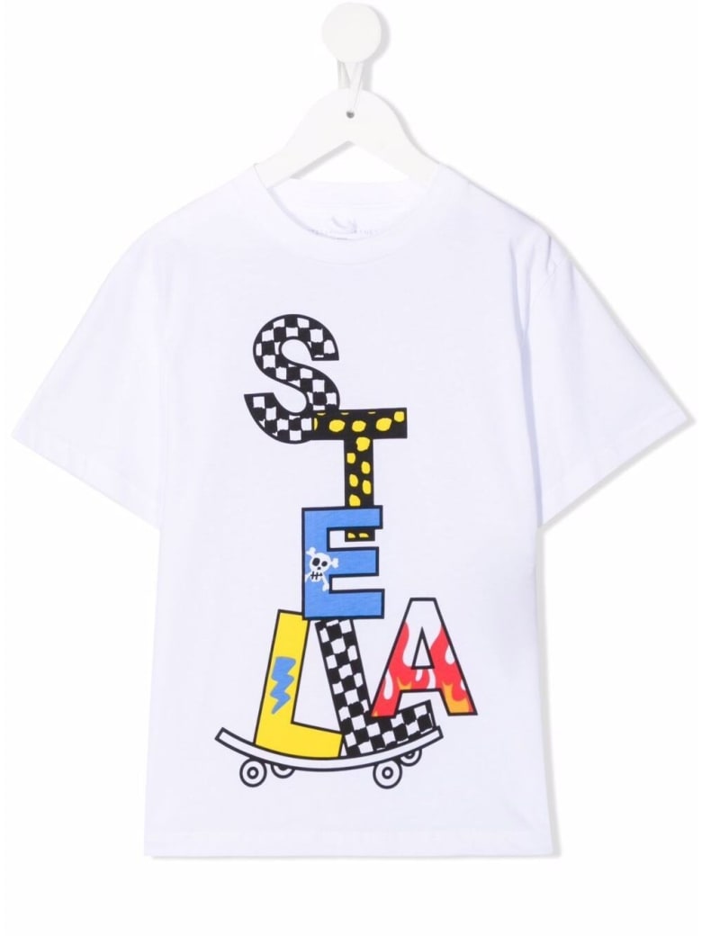 Stella McCartney Kids White Cotton T-shirt With Logo Print - White