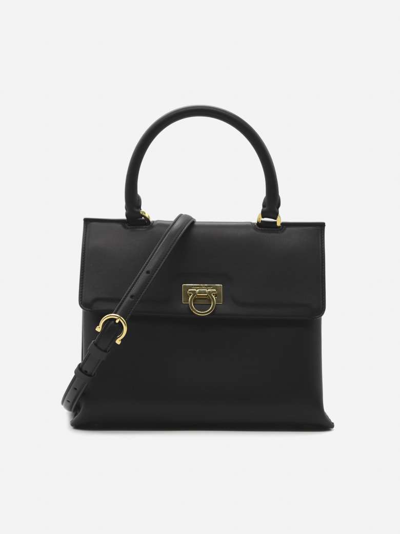 Salvatore Ferragamo Trifolio S Shoulder Bag In Leather - Black