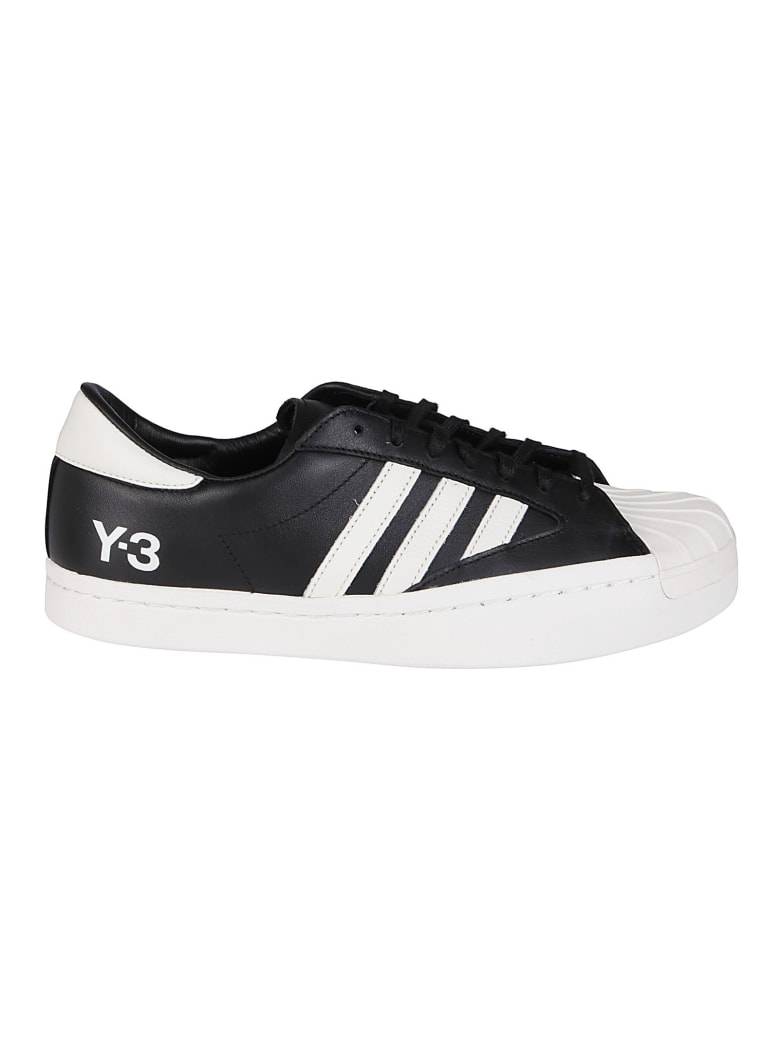 Y-3 Black And White Leather Yohji Star Sneakers - Nero e Bianco