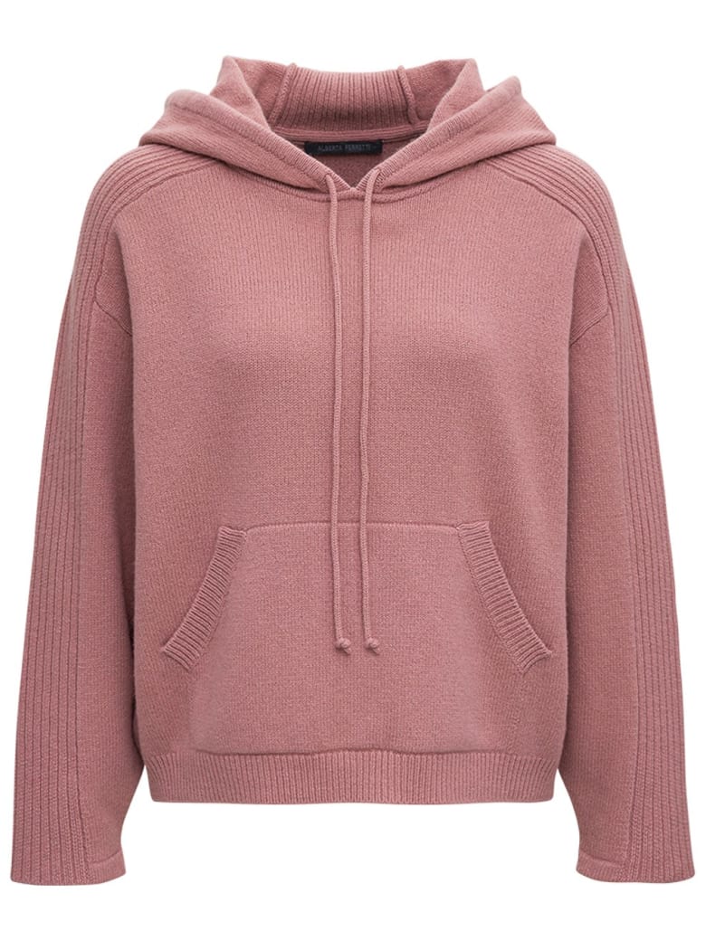 Alberta Ferretti Pink Wool And Cotton Hoodie - Pink