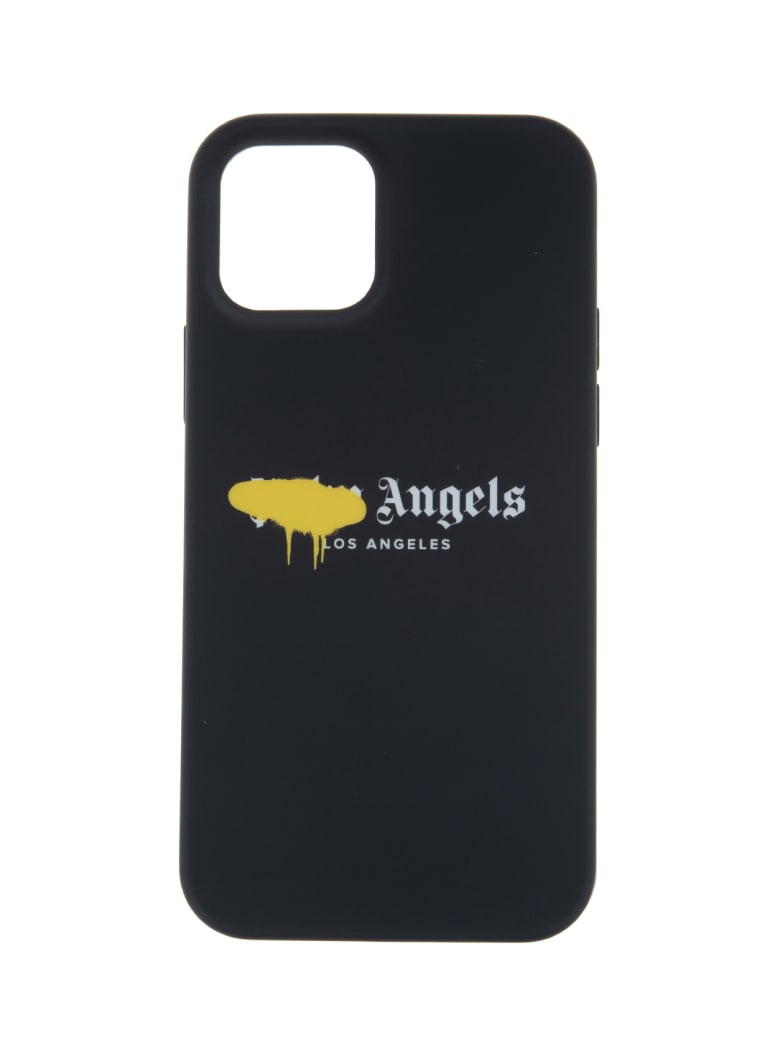 Palm Angels Black Iphone 12 Pro Case With Yellow Spray Logo